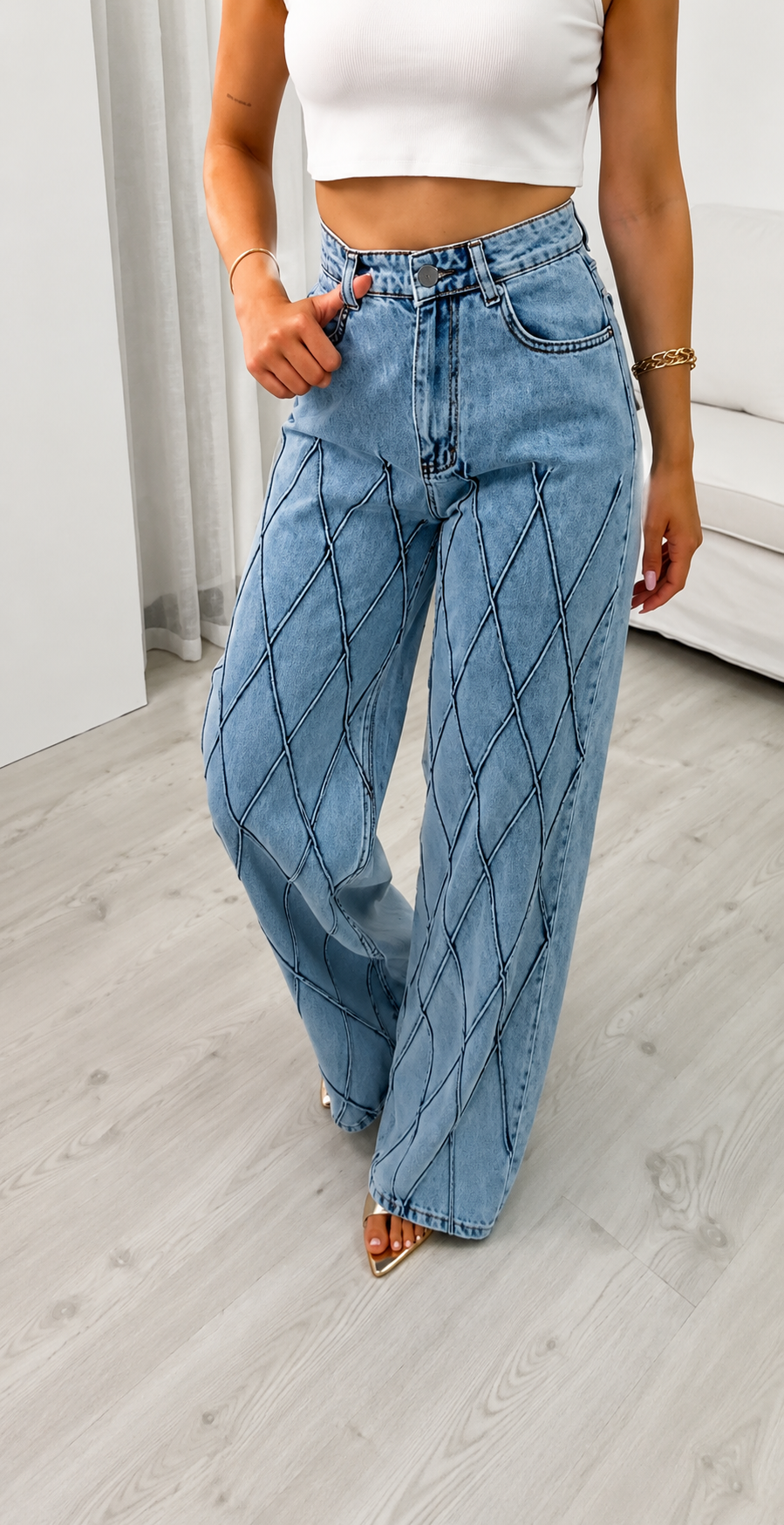Diamond Wide Leg farmerke