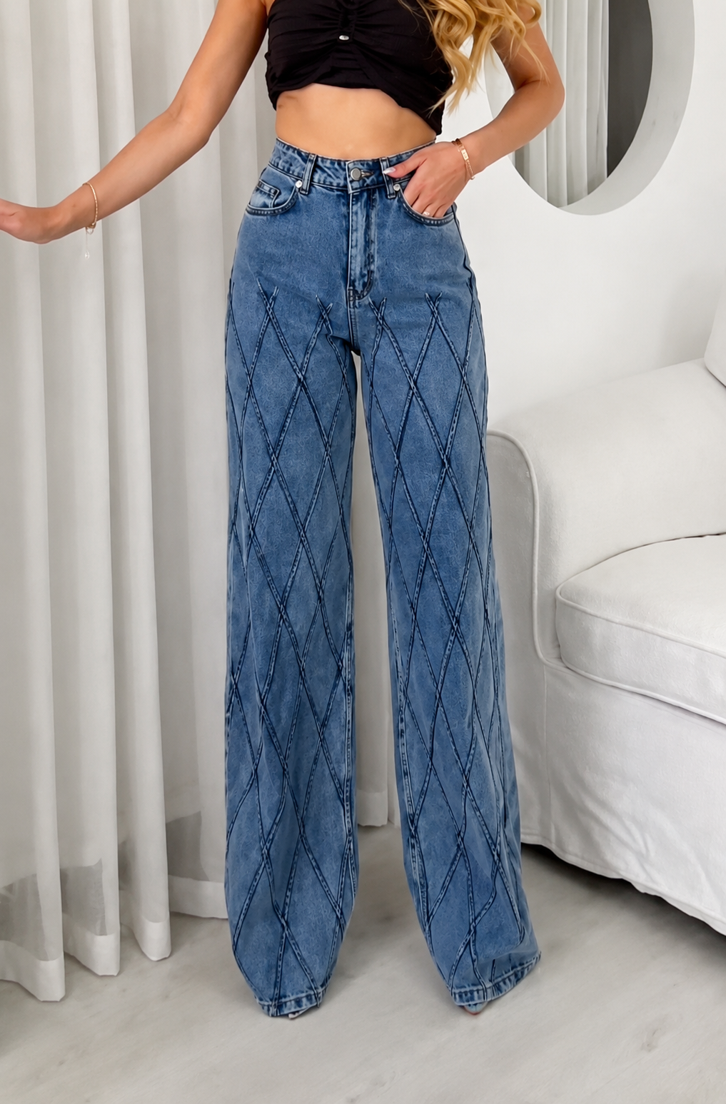 Diamond Wide Leg farmerke