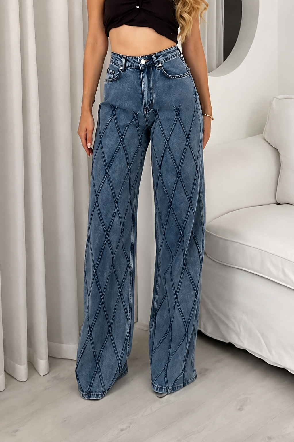 Diamond Wide Leg farmerke